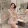 Flirty plus size maid costume featuring a cute chef design, playful pink accents, and black stockings for a bold look. perfec...