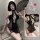 Flirty sheer cheongsam lingerie set - sexy uniform sleepwear for small bust, bedroom temptation outfit