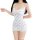 White floral bodycon nightgown with lace trim, padded bra, and pink bow detail.