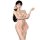 Woman modeling floral lingerie sleepwear set with lace trim, sheer mesh, and push-up bodysuit design.
