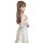 Woman wearing white floral moonlight sensual lace bodycon sleep dress with red trim, seductive no-remove bedroom lingerie.
