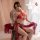 A woman wearing a red fly tian princess hanfu lingerie, featuring a seductive bodice and silk sleepwear, embodying ancient ch...