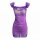 Purple sheer lace mesh bodycon mini dress with ruffled sleeves and bow details, perfect for nightclub wear.