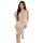 Woman wearing french-inspired lace sleep dress, sheer lingerie set with delicate floral details and tie waist.