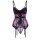 French lace bodysuit with boning, sexy mesh slip dress for women, slimming corset-style sleepwear and lingerie.
