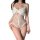White french lace sheer bodysuit with butterfly knot detail and elegant floral embroidery for women.