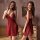 French luxury lace sleep set featuring a sensual deep v-neck split design, perfect for women seeking elegance and comfort.