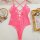 Pink lace bodysuit with crisscross straps, elegant design, perfect for women seeking sexy european-style erotic lingerie.
