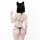 Anime-inspired cat ears, strapless bodysuit with geometric design, adjustable straps, perfect for bold fashion statements.