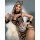 Sexy low-back leopard bodysuit with cat ears and fur trim, perfect for cosplay or themed events.
