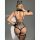 Sexy low-back leopard bodysuit with cat ears and garter straps, perfect for cosplay or fancy occasions.