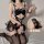 Glorious lace peekaboo maid costume - sheer mesh pettiskirt erotic lingerie set for women, featuring lace details and sheer e...