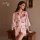 Glorious sensual lingerie set - low-cut seductive kimono-style waist-slimming sleepwear outfit featuring elegant floral patte...