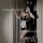 Glossy anime maid costume - sexy bunny girl cosplay outfit with sheer chest detail, pvc style uniform