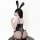 Glossy pu bunny girl costume - sexy leather-look bodysuit with open-crotch design for role play & cosplay
