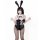 Glossy pu bunny girl costume - sexy leather-look bodysuit with open-crotch design for role play & cosplay