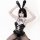 Glossy pu bunny girl costume - sexy leather-look bodysuit with open-crotch design for role play & cosplay