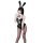 Glossy pu bunny girl costume - sexy leather-look bodysuit with open-crotch design for role play & cosplay