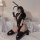Glossy pvc leather bondage bodysuit with zippered crotch – sexy nightclub & pole dance outfit featuring bunny ears and finger...