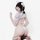 Glow cloud cosplay bunny girl outfit - laser reflective anime sexy deadstock swimsuit set for women, featuring bunny ears and...