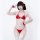 Glowcloud anime-inspired sexy bikini set - adjustable pvc strap halter bra & briefs featuring bold red design with white acce...