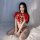Glowcloud lingerie set - red riding hood bondage outfit with sheer chest cutout & removable restraints, showcased on a model ...