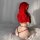 Red riding hood-themed bondage outfit featuring sheer chest cutout and removable restraints, perfect for adult entertainment.