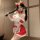Sexy christmas outfit featuring a glowing cloud design, naughty maid costume with a butt-cutout and strapless style.
