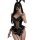 Glowing cloud sexy bunny girl bodysuit - seductive vinyl uniform set for lingerie & sleepwear, featuring black leather with p...