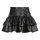 Glowing dark chic high-waisted ruffle leather skirt for women – sexy a-line bodycon midi skirt with tie waist & pleated