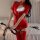 Sexy red bodycon dress with feather detail, glossy pu material, thigh-high boots, perfect for nightclub or adult entertainmen...