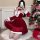 Sexy red velvet dress with white trim, perfect for christmas, halloween, and new year costumes. ideal for plus-size women loo...