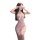 A woman wearing a pink golden night sweet neckline lingerie set, featuring a sensual butterfly design and sheer cup detail, p...