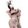 Golden seductive lingerie set featuring a busty-enhancing maid & bunny girl costume for women, showcasing lace details and p...