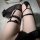 Gorgeous cloud lace-thigh high stockings featuring sexy black sheer mesh with bow-tie straps and contrast trim, perfect for a...