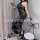 Gorgeous cloud lingerie set - seductive leather-style sleepwear for small bust, no-remove bedroom outfit