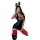 Sexy black bodysuit with red accents, bondage chain detail, thigh-high stockings, perfect for nightclub or passionate bedroom...