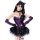 Gorgeous cloud sexy halloween cos set featuring a purple corset, black tutu skirt, and cat ears, perfect for themed events.