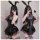 Gueiyun pu lace devil wing set - shiny sexy mesh mini dress with halter tie straps, featuring black bunny ears and playful de...