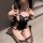 Sexy sheer maid costume for women featuring cute open-crotch bodysuit with playful lingerie vibes, perfect for cosplay or the...