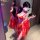 Guifei sensual lingerie set - exotic silk flowing tassel tang dynasty flyaway sheer costume, featuring vibrant red design wit...