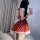 Red polka dot babydoll nightgown with scalloped trim and halter neck, perfect for french chic sleepwear.