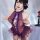 Purple sheer lace bodysuit with ties, open-crotch design, perfect for plus-size women seeking sexy sleepwear.