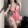 Pink sensual lingerie set featuring ruffles and bows, perfect for summer party outfits inspired by shen miao wei qing.