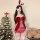 Sexy bunny girl costume with red corset and velvet dress, perfect for halloween-themed parties and fun outfits.