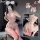 Vintage-inspired silk look belly dance bodice with sheer lace sleepwear set, featuring delicate floral patterns and soft fabr...