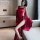 Elegant red sheer corset set with flowing fabric, perfect for seductive palace-style chinese bridal attire and empress costum...