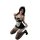 A woman poses wearing a black and white maid-themed lingerie set, featuring lace details and stockings, perfect for sensual n...