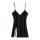 Hanno sensual lingerie set - black spaghetti strap nightgown with lace trim and side slit for romantic sleepwear.