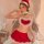 Heart-shaped christmas new year costume dress set - sweet backless velvet wrap top & skirt ensemble